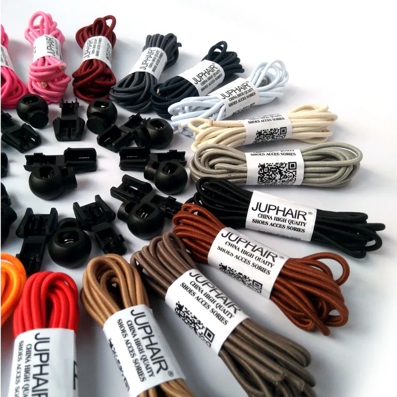 JUP1 Pair 1 m Round Fashion No Tie Shoelace Locking Shoe Laces Elastic Shoelace for Shoestrings Jogging Triathlon Sports Fitness