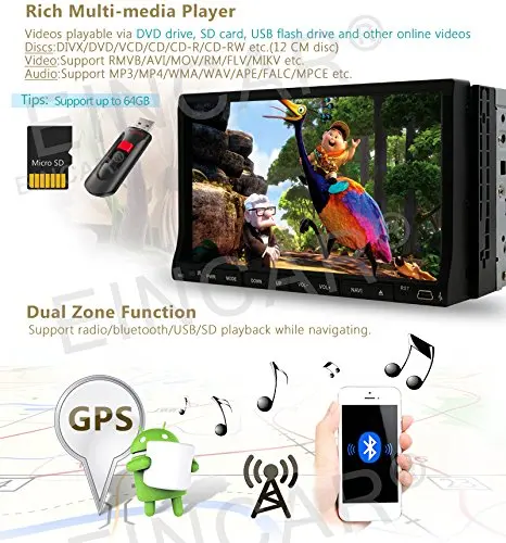 Sale Dual CAM-IN !Universal 2Din Unit 7 Inch in console 2din car gps Head Unit GPS Car Stereo DVD CD Player WIFI OBD2 SWC Mirror link 2