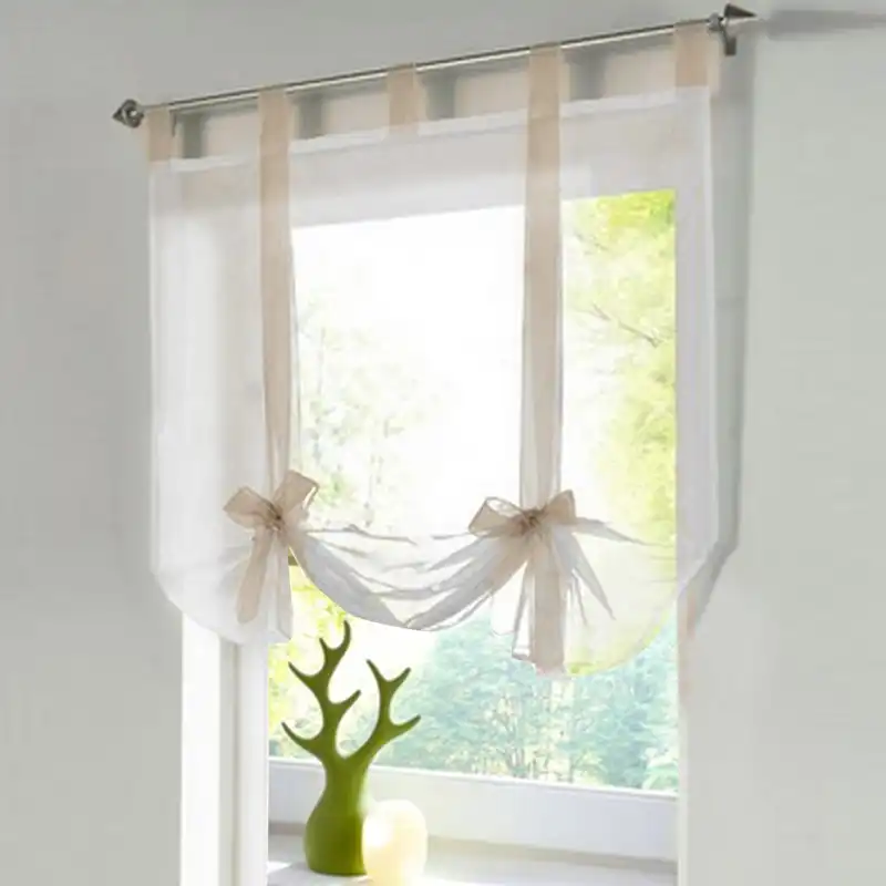 Long Sheer Floaty White Net Lill Curtains Ribbon Tie Tulle Voile