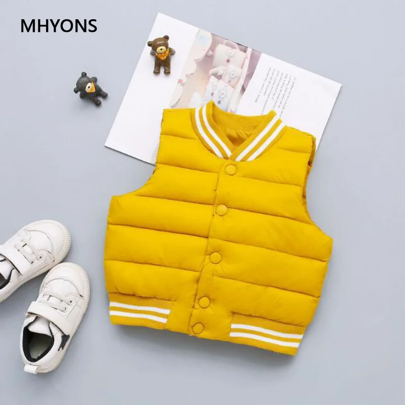 

MHYONS Baby Vest Children Waistcoat Boys Girls Thick Winter Vest Coat Stand Collar Solid Button Padded Warm Sleeveless Jacket