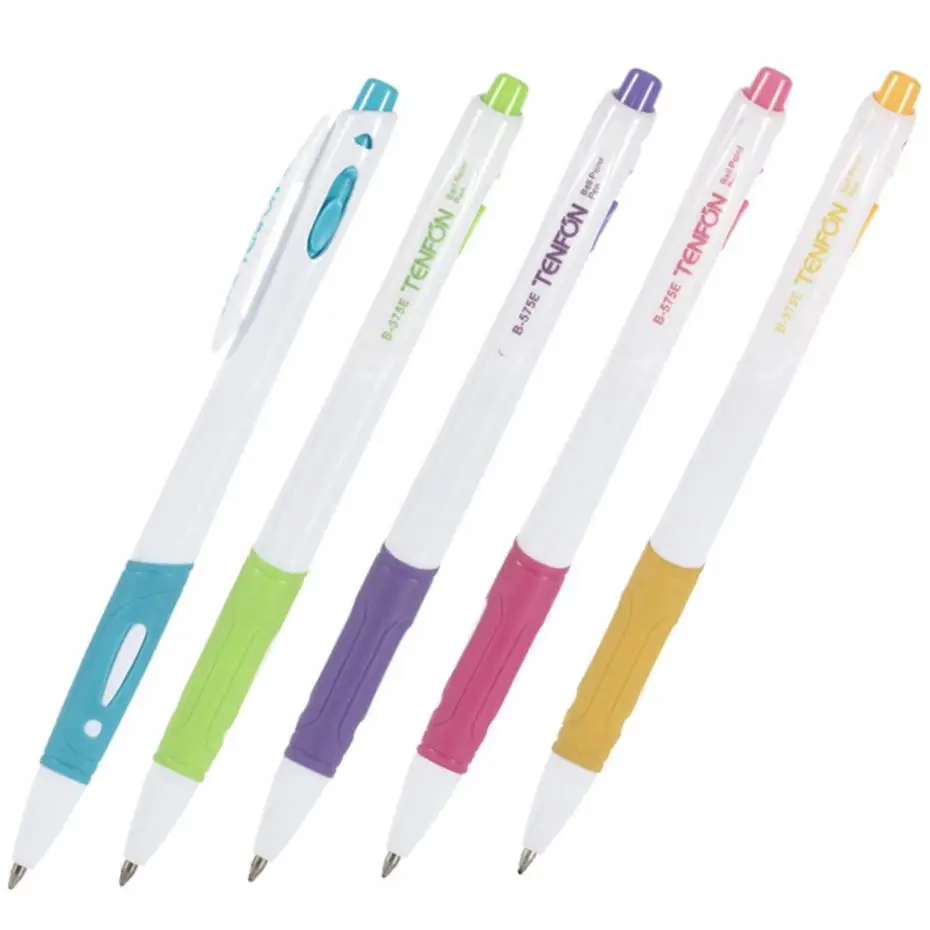 5 Pcs Ball Pen Plastic Ball Pen Ballpoint Pen Pressed White Rod Ballpoint Pen