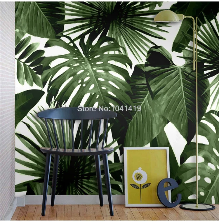 Пользовательские фото обои ретро тропический лес пальмы банановые листья 3D настенная Фреска кафе ресторан тема отель фон фрески