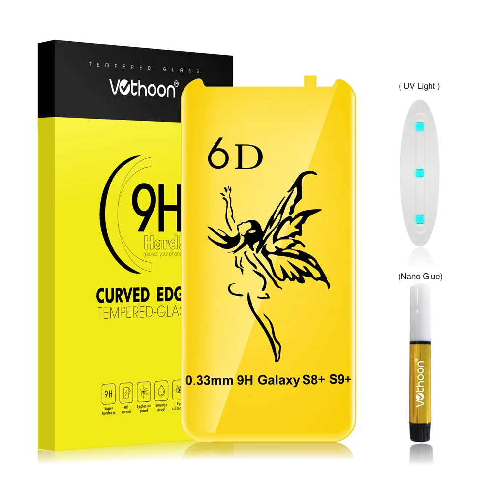 

Vothoon Tempered Glass For Samsung Galaxy S8 S9 Plus Note 8 9 6D Full glue Curved Screen Protector Glass(Non Full Cover)