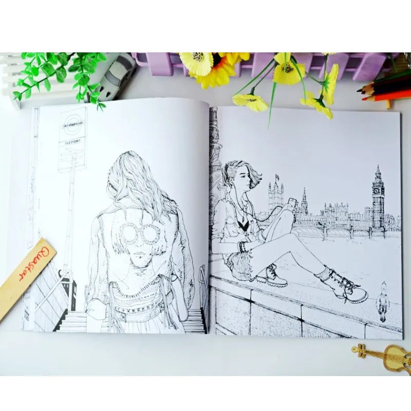 Модный вид раскрасок для взрослых детей девочек антистрессовое искусство Рисование Живопись секретный сад раскраска книга Libros