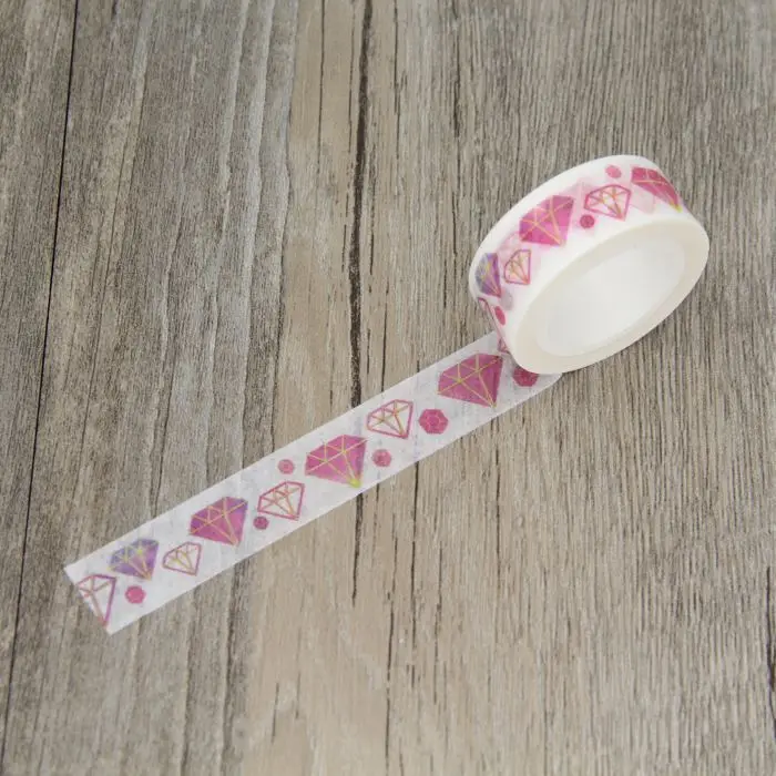 Pretty Pink Diamond Crystal Jewelry Washi Tape Floral Masking Tapes
