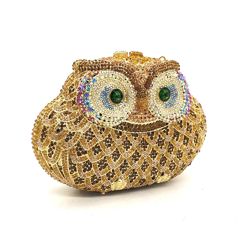 Animal bird design clutch women evening party bag diamonds owl shape crystal purses bridal wedding party crystal clutches