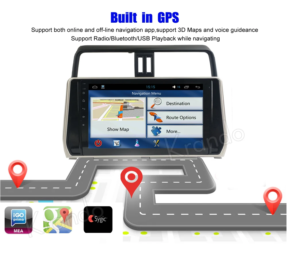 krando android car radio audio player for toyota prado 2018 multimedia navigation system (7)