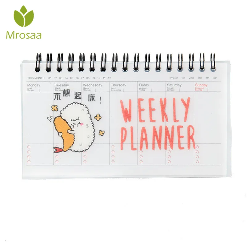 

Newest Cute Cartoon Weekly Planner Coil Notebook Schedule Agenda Filofax For Kids Gift Mini Kawaii Stationery 50 Sheets 100Pages