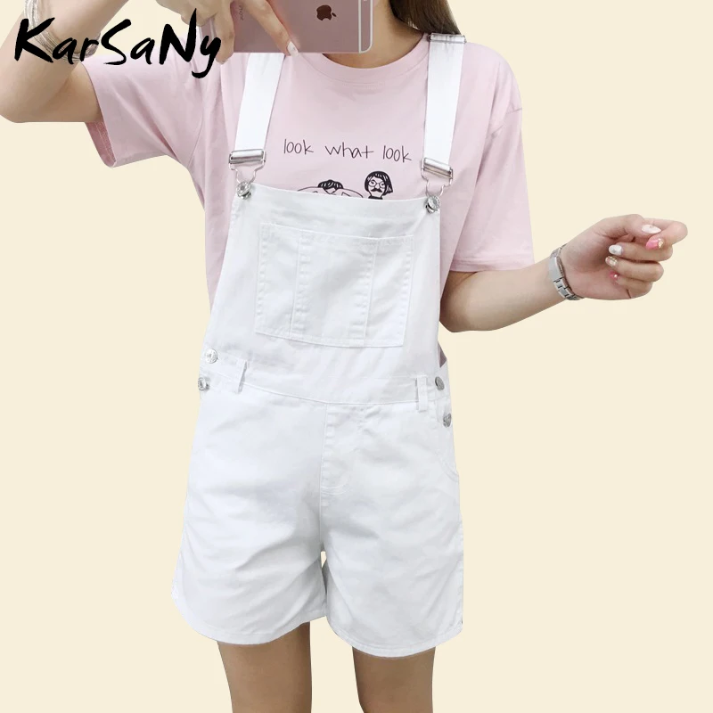 

KarSaNy Womens Denim Overalls Shorts High Waisted White Jean Shorts Women Summer Short Overalls For Women Pink Short Denim