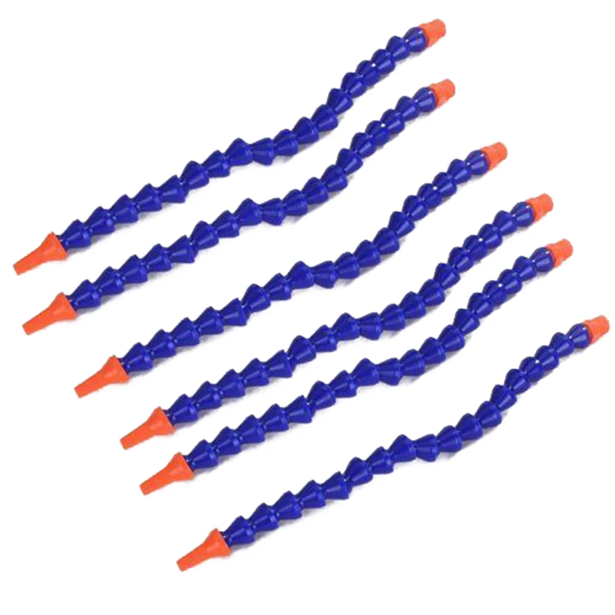 

6pcs/lot 1/4 Plastic Round Nozzle Flexible Water Oil Coolant Pipes Blue Orange Hoses 300mm for Lathe Milling CNC Machine Mayitr