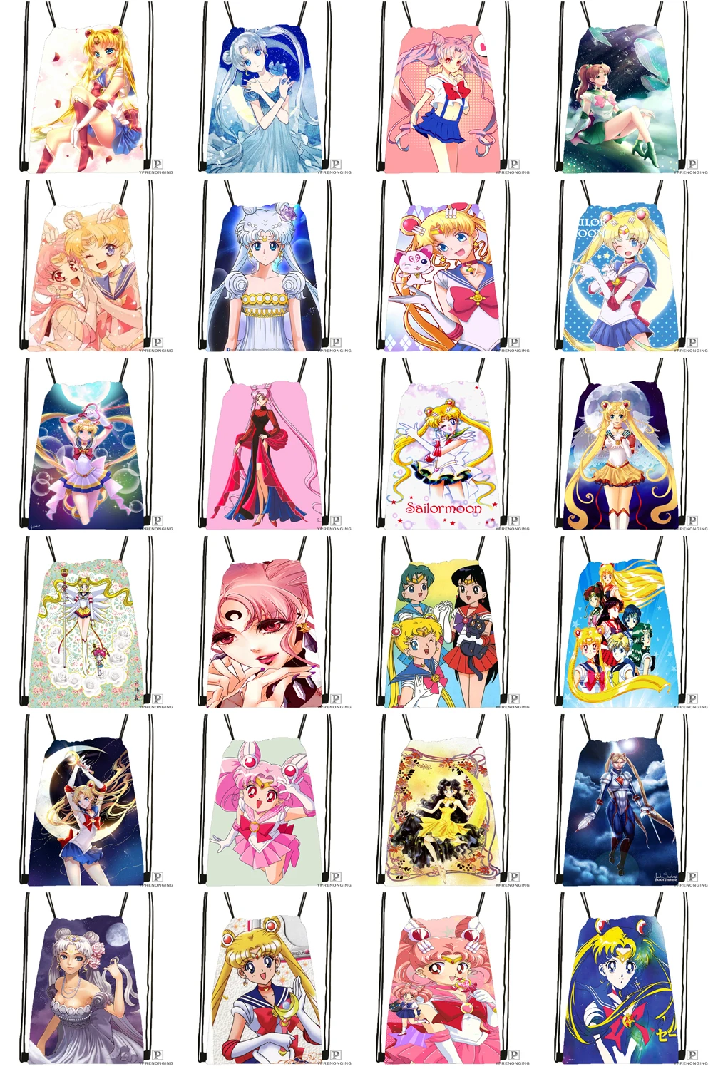 Пользовательские Bishoujo Senshi Sailor Moon Drawstring сумка-рюкзак милый рюкзак детский Ранец (черный назад) 31x40 см #180531-03-11