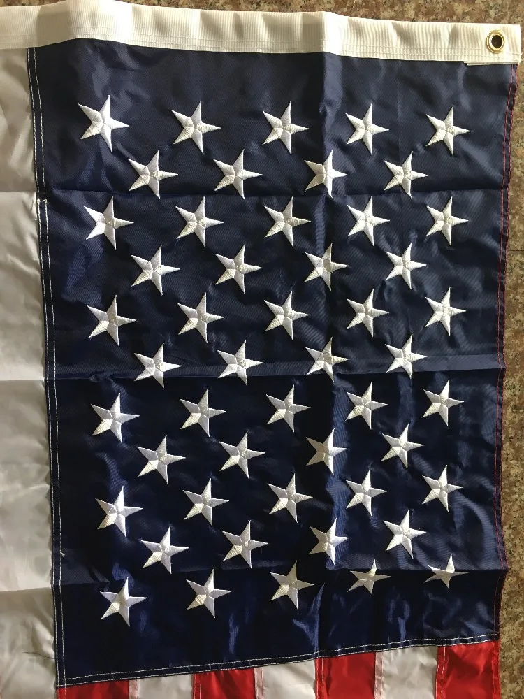 3x5 Embroidered Sewn USA 33 Star Linear 100% Cotton Flag 3'x5' Banner 2 Clips 