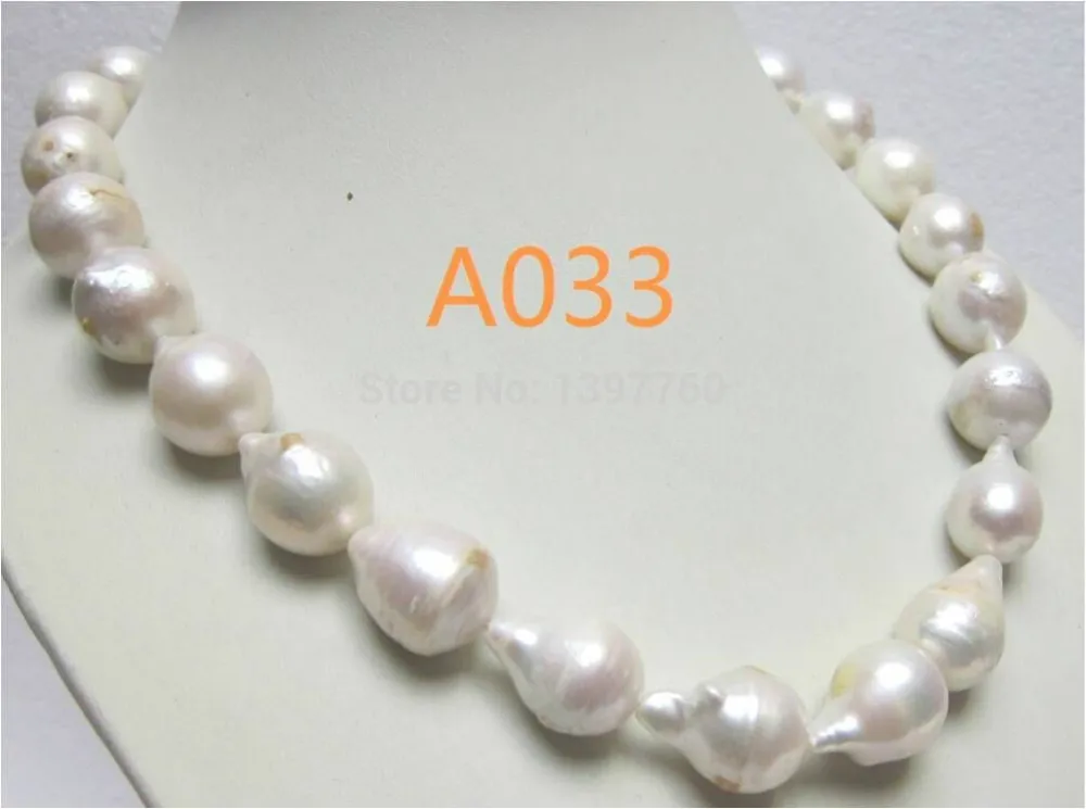

Miss charm Jew.87 REAL HUGE AAA SOUTH SEA WHITE BAROQUE PEARL NECKLACE 18" 14KGP
