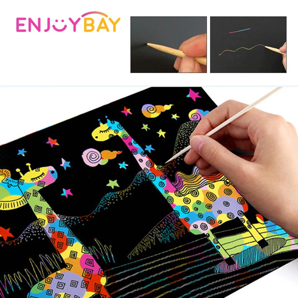 

GT 10pcs 5pcs Scratch Art Paper S L Magic Painting Paper with Drawing Stick Educational Colorful Drawing Toys Gifts for Kids