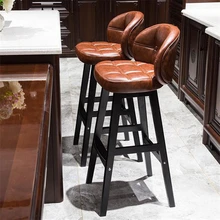 Барный стул современный минималистичный барный стул из твердой древесины высокий стул креативный барный стул скандинавский домашний высокий стул