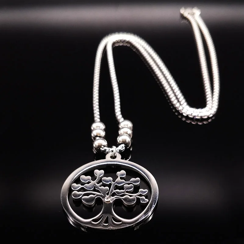 

10pcs Wholesale Fashin Tree of Life Stainless Steel Pendant Necklace Women Jewelry Silver Color Long Necklace Jewelry W17787