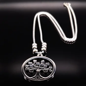 

10pcs Wholesale Fashin Tree of Life Stainless Steel Pendant Necklace Women Jewelry Silver Color Long Necklace Jewelry W17787