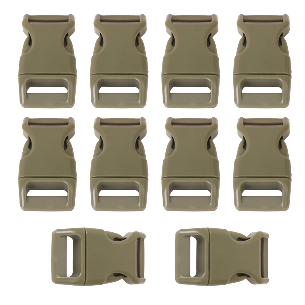 10pcs 5/8" Side Release Plastic Buckles for 0.6" bing Straps Army
