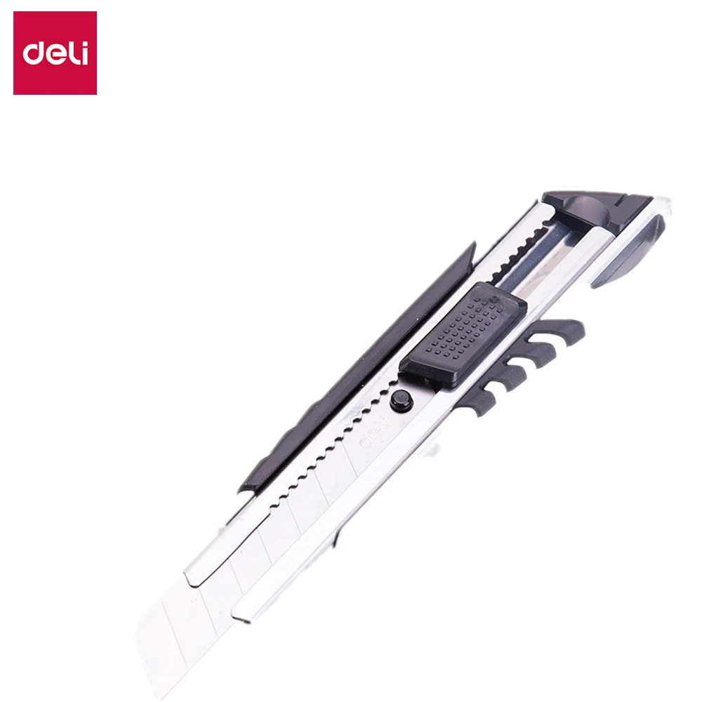 

DELI E2057 Zamak Cutter Wood Box Paper Cutter Zinc Alloy Metal Stationery Utility Craft Knife Cutter Cutting Knife Soft touch