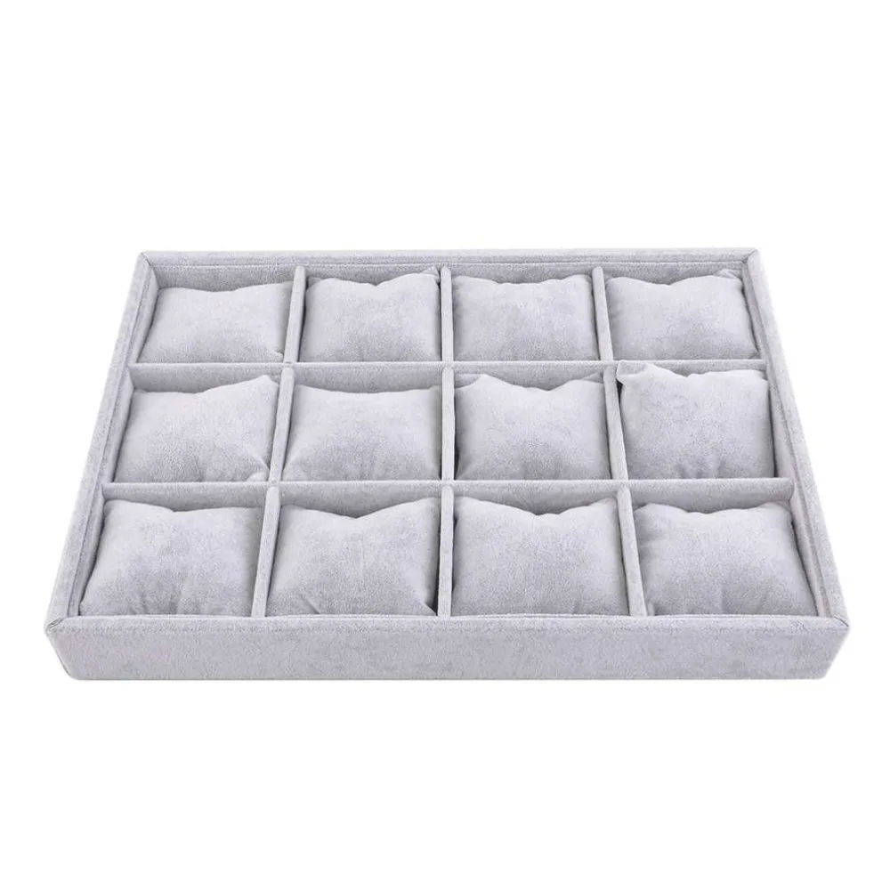 

OUTAD Velvet 12 Lattice Watch Case Jewelry Bracelet Bangle Display Stand Holder Rack Jewelry Show Rack cajas para relojes