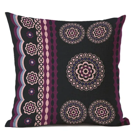 Colorful Abstract Ethnic Floral Classical Mandalas Pattern Prints Vintage Patchwork Retro Geometric Cushion Cover Pillow Case