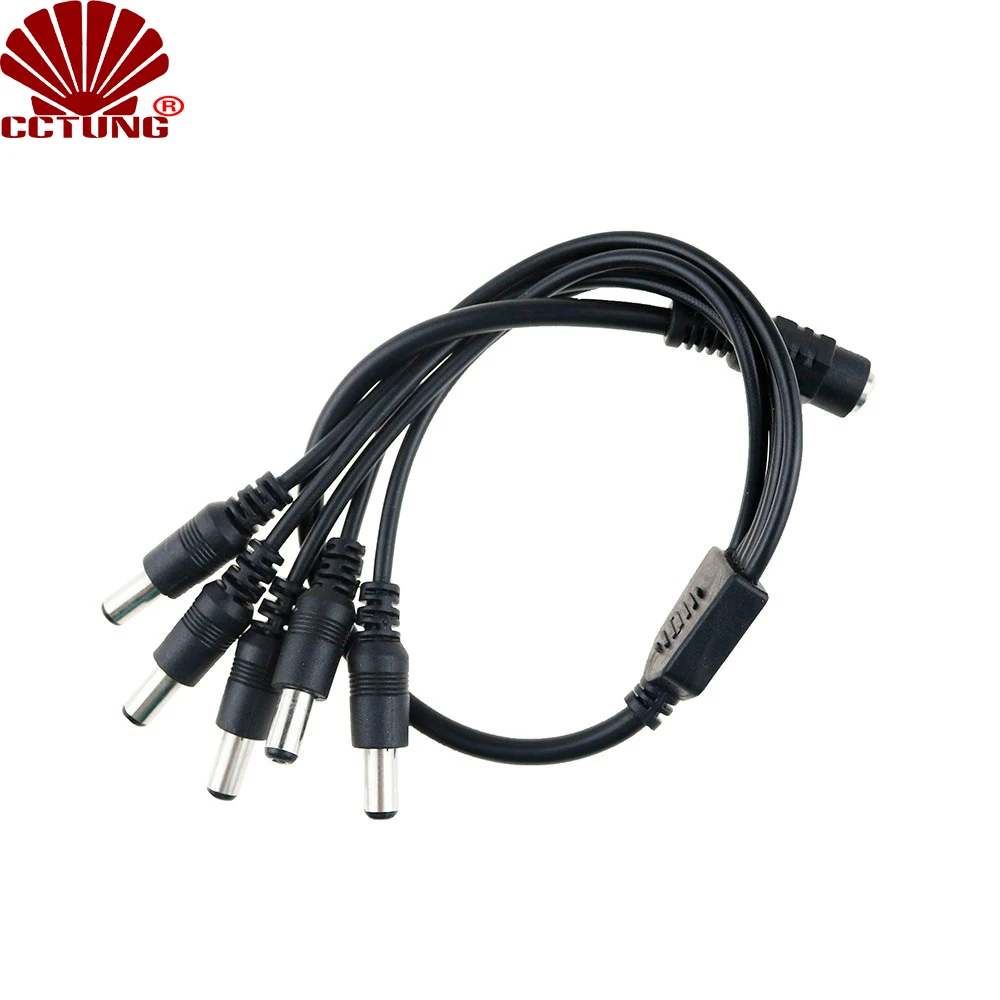 1 DC Female To 5 Male Plug Power Cord Adapter 2.1X5.5mm Connector Cable Splitter for CCTV Security Camera LED Strip Max 5A Load_1