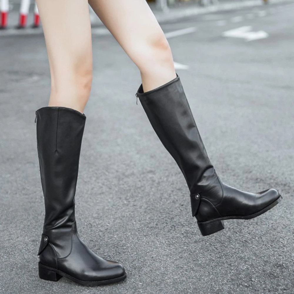 Confortable Supérieure Souple Na018 D'hiver Qualité Cuir Véritable Black Mi Genou Bimolter Chaussures Haute Bottes Longues mollet Femmes En 8OnwvmN0