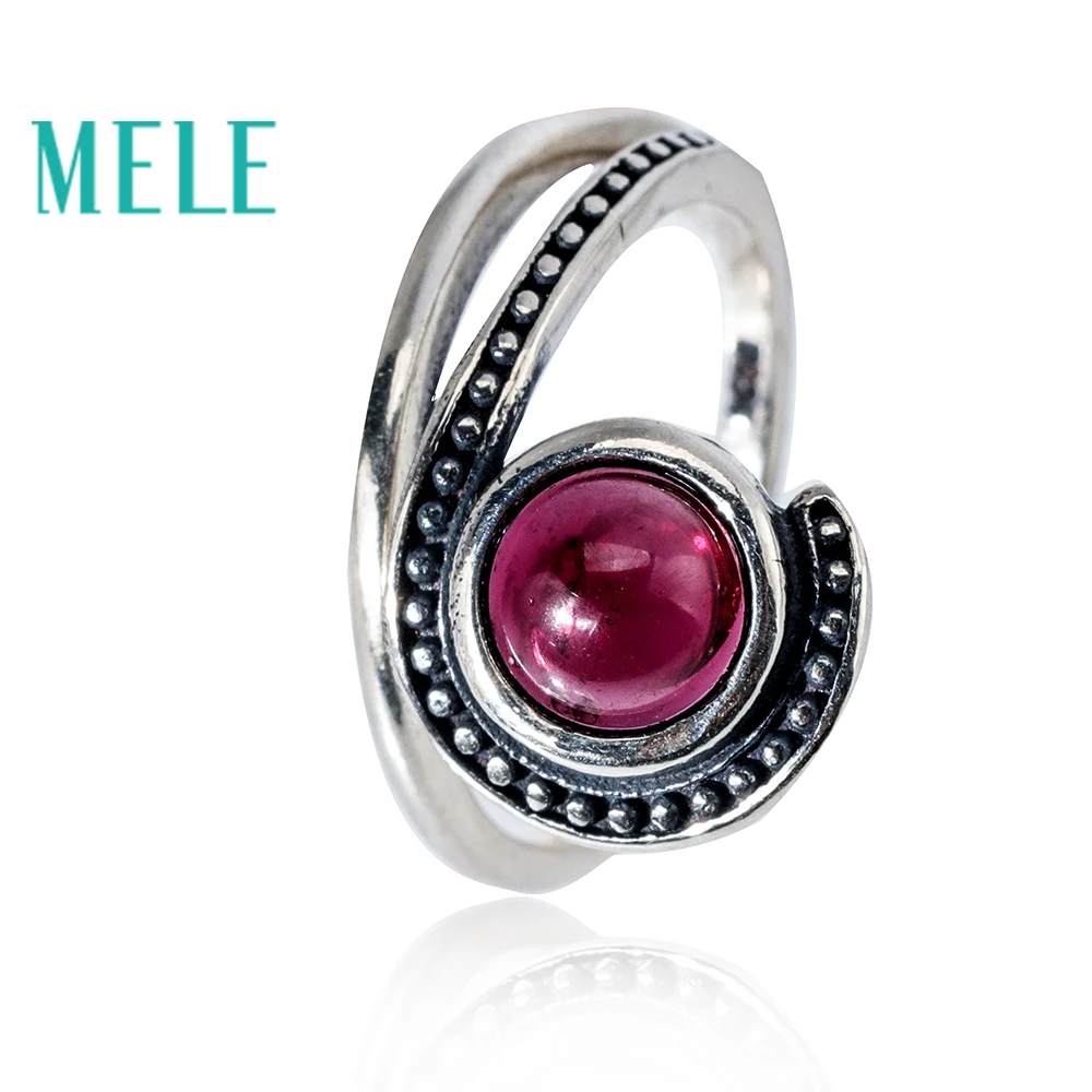 

Natural crimson garnet fashion vintage rings for women,6mm round cut 925 sterling silver fine jewelry,best gift for friends