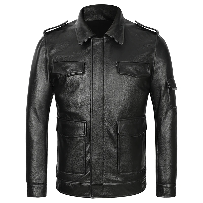 

Mens Air Force Flight Real Leather Jackets Genuine Thick Cow Leather Jackets Men Pilot Aviator Coat Autumn Winter Multi-pockets