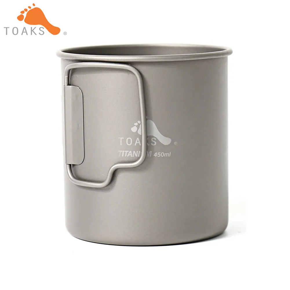 TOAKS Copa-450 puro titanio ultraligero al aire libre taza sin tapa y mango plegable Camping vajilla 450 mL 60G