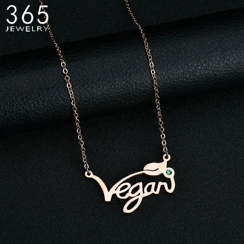 Fashion Vegan Jewelry Vegetarian Symbol Choker Vegan Letters Pendant