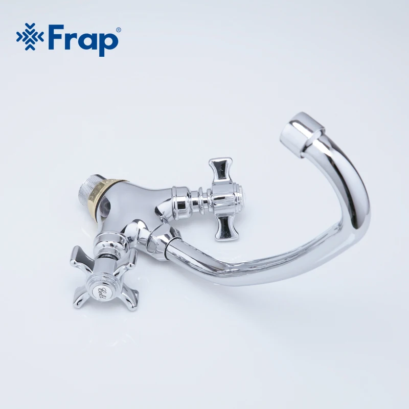  Frap 360 Degree Rotation Kitchen Faucet Double Handles Gooseneck Design F4124