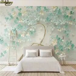 Beibehang заказ росписи обоев небольшой свежий мятно Зеленый 3d цветок тиснением задний план обои для стен papel де parede