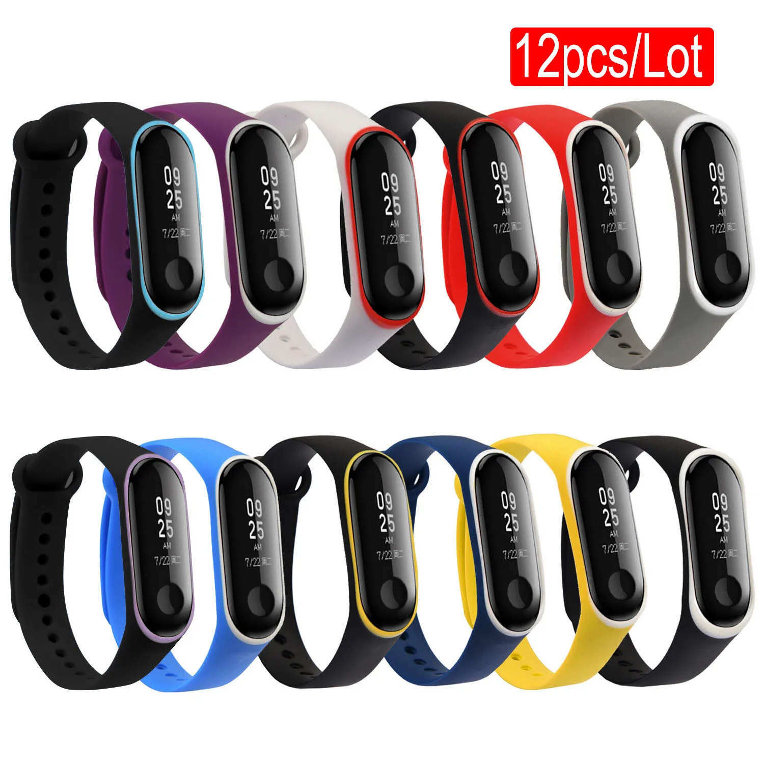 Gosear 12 шт. для Xiaomi Xiao Mi Band 3 4 двухцветный сменный ремешок наручных часов браслет