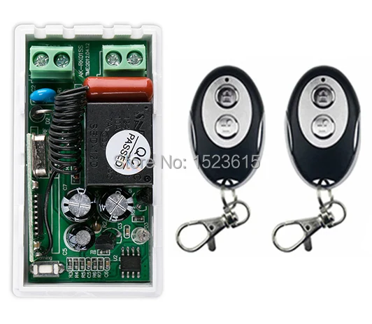 

New AC220V 1CH Wireless Remote Control Switch System 1*Receiver + 2*ellipse shape Transmitters for Appliances Gate Garage Door