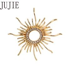 JUJIE Fashion Crystal Gold Sun Pins For Women Brooches Wedding Lapel Brooch Flower Jewelry Dropshipping jujie fashion crystal deer brooches coat clothing scarf lapel pins elk corsage fashion jewelry