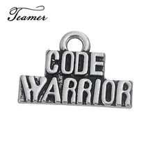 Teamer 20 unids/lote DIY, encantos de letras Warrior con código de Color plata antigua izada para la fabricación de collares y pulseras DIY