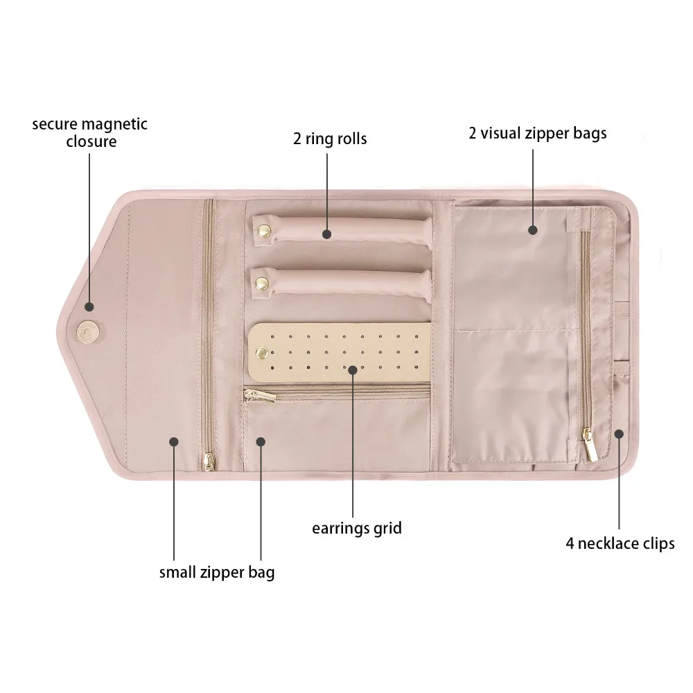 BAGSMART Small Travel Jewelry Rolls Lightweight Women Jewelry Bag Organizer for Jewelry Necklace Holder Earring Ring Storage Bag BAGSMART Small Travel Jewelry Rolls Lightweight Women Jewelry Bag Organizer for Jewelry Necklace Holder Earring Ring Storage Bag
