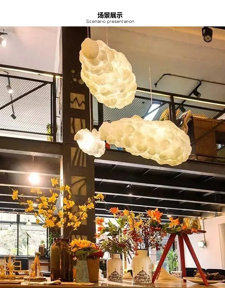 

Iron net cloud chandelier post modern starry lamp creative bedroom lamp restaurant bar table lamp cafe decoration lamps LED