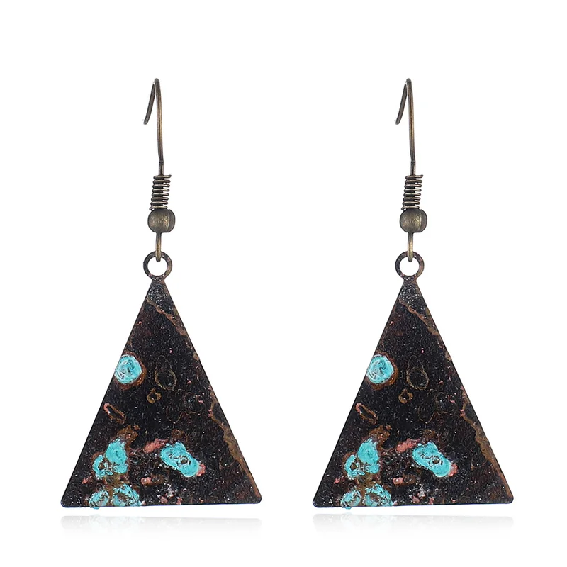 

Bohemia Triangle Earrings Elegant Retro Bronze Earrings Gift for Women Fashion Patina Copper Dangle Earrings Jewelry Gift