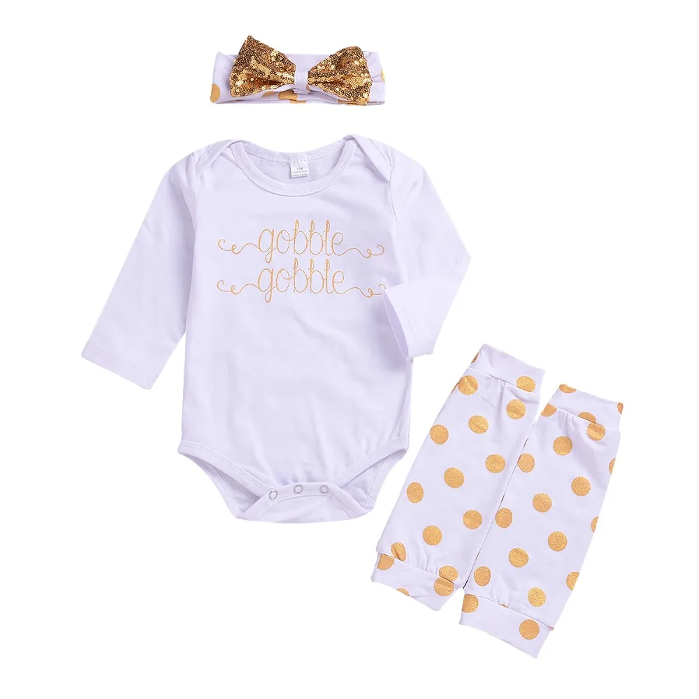 

Cute Newborn Baby Boys Girls Cotton Casual Clothes Letter Romper+Leg Warmer+Headband Outfit Set