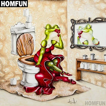 

HOMFUN Full Square/Round Drill 5D DIY Diamond Painting "Frog toilet" 3D Embroidery Cross Stitch 5D Home Decor Gift A00636