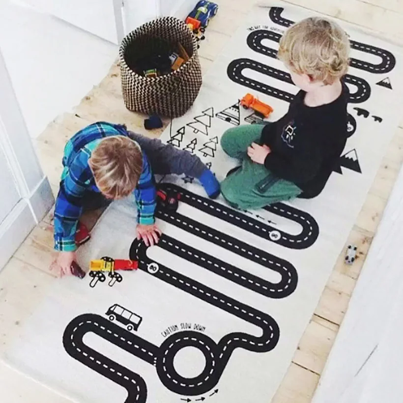

Baby Track Play Game Mat 70X170cm Kids Activity Play Gym Mats Home Children Infant Adventure Rug Road Carpet Crawling Blanket