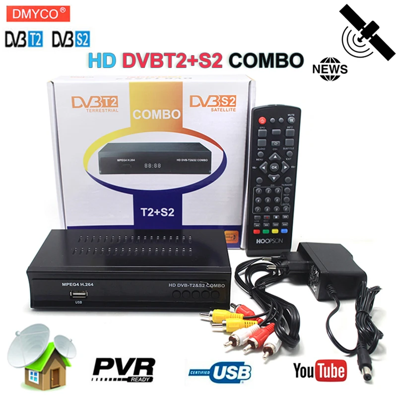 Dvb t2 dvb s2 наземный спутниковый приемный ТВ приемник комбо тюнер HD 1080P декодер H.264/MPEG