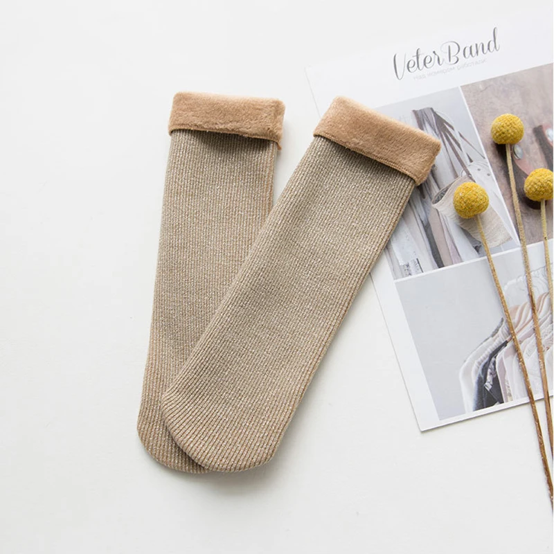CHRLEISURE, осенне-зимние носки, золото и серебро, плюс бархат, женские плотные теплые носки, домашние носки-Тапочки - Цвет: Khaki