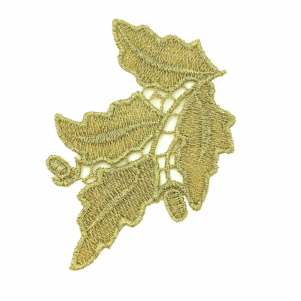 

3pc 9x7cm Sew On Gold Acorn Patch Baroque Embroidered Applique Plant Patches For Clothing Parches Bordados Sewing DIY AC1027