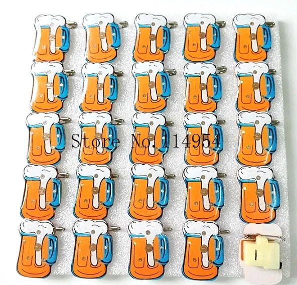 

New 50 Pcs Cartoon Beer Cup Led Badge Flashing Brooch, Party Supplies Light ,Children Party Decoration R--24