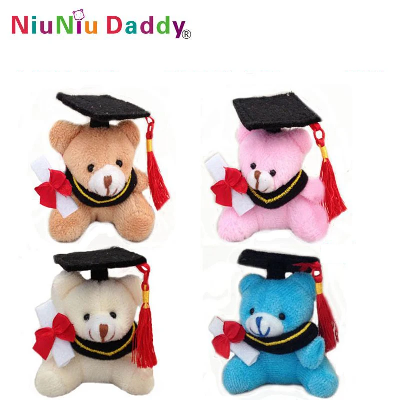

7cm Plush graduation bear keychain with 4 colors Plush toys wholesale 40pcs/lot