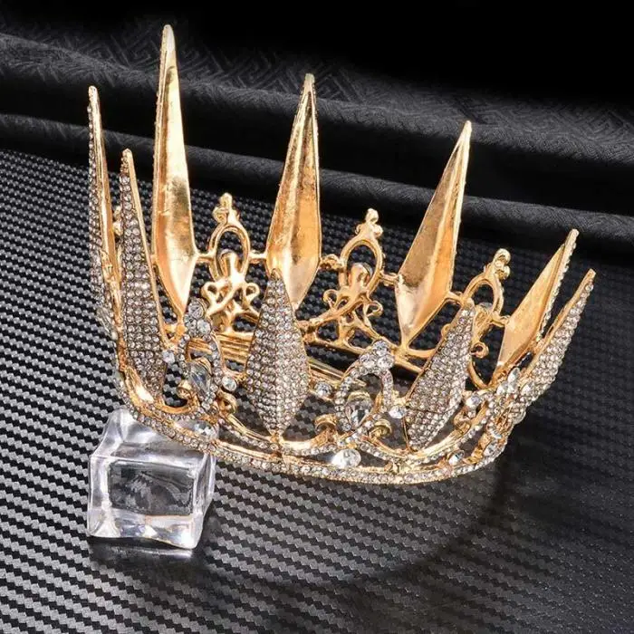 Роскошные короны в стиле барокко со стразами, круглые диадемы, свадебные аксессуары для волос, королевская принцесса, Золотая Корона, ювелирные изделия