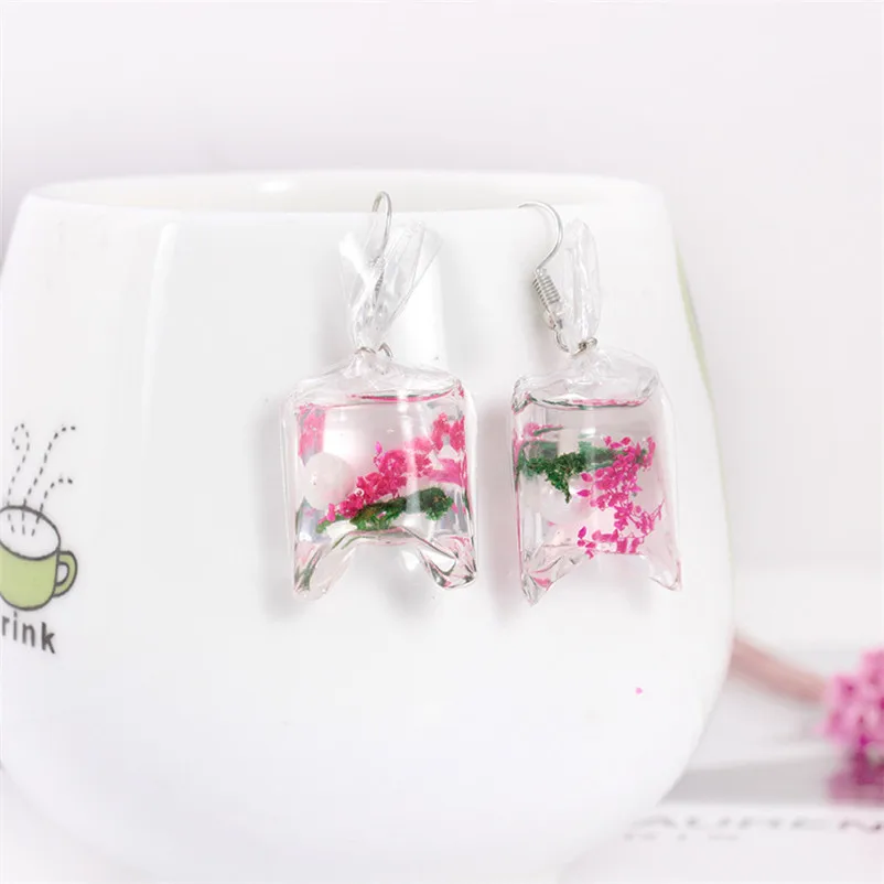 2018 Trendry Earrings for Women Creative transparent conch earrings resin flower ear pendant Jewelry for gift Brincos J05#N (1)